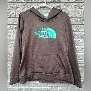 The North Face grey/teal hooded sweatshirt- ladies size small